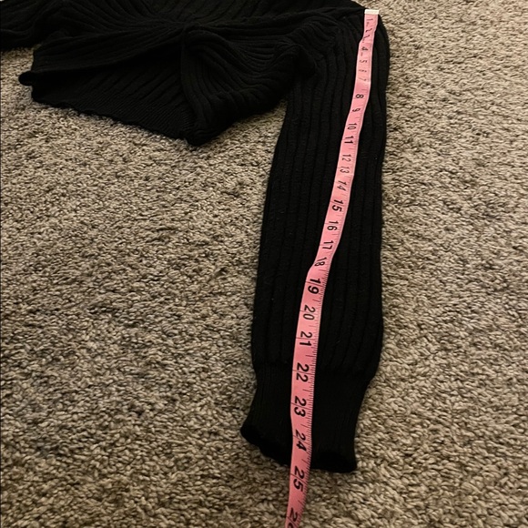 Anthropologie Black Crop Ribbed Knit Sweater with Twist Front - Picture 9 of 10